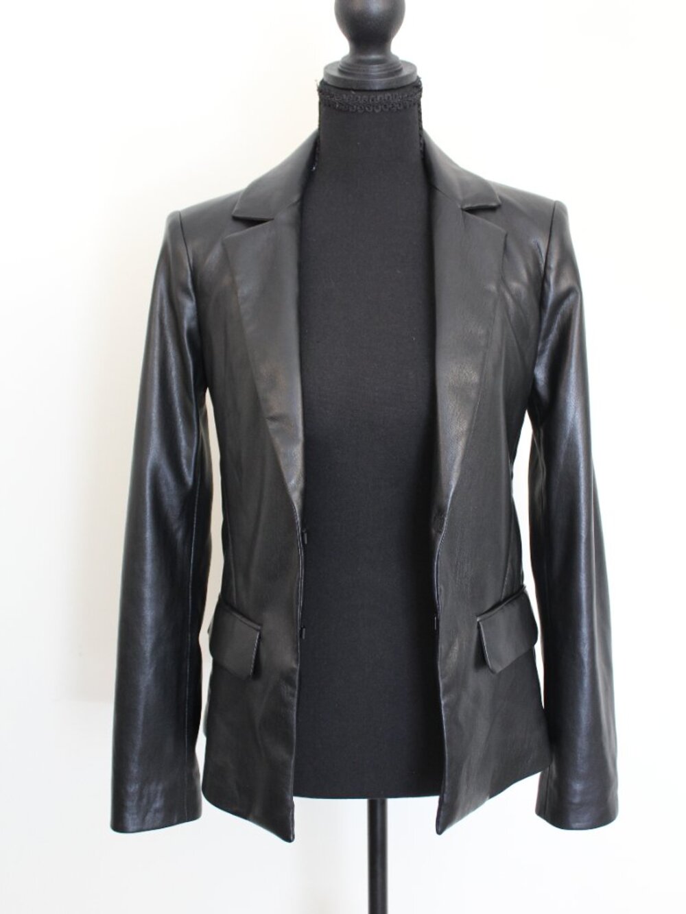 Alice+Olivia Faux Leather Black Blazer